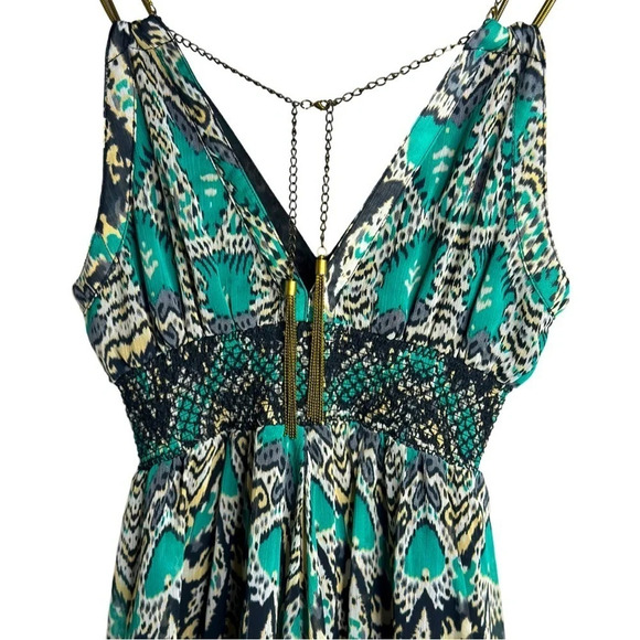 Arden Mini Fit & Flare Y2K Dress Black Green Unique Metal Straps Women’s… - Picture 6 of 13